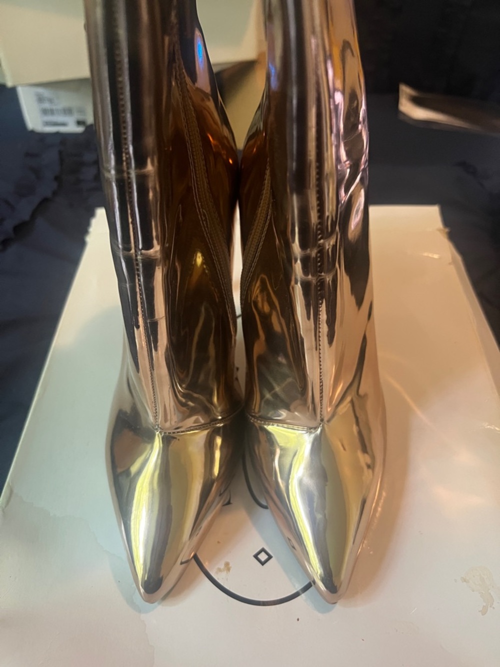 Steve Madden Silver Pointed Toe Metallic Ankle Boots